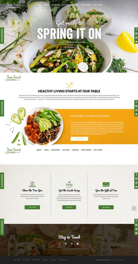 Статика Healthy Menu Design, Fresh Website Design, Food Website Design Inspiration, Website Branding Design, Food Website Design, Dessert Restaurant, True Food Kitchen, Restaurant Website Design, Food Web Design