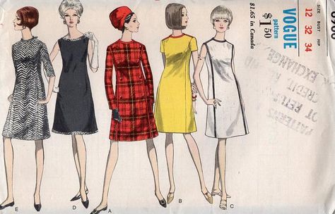 FREE US SHIP Vogue 6900 Vintage Retro 1960s 60s Mod dress Sleeve Variations… 1960s Patterns, Katie Stevens, Mary Quant, Vogue Sewing Patterns, 1960's Dress, Couture Vintage, Linnet, 1960s Fashion, Mod Dress