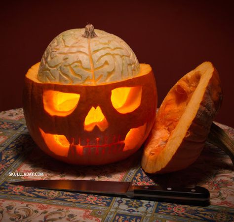 Looking for unique pumpkin carving ideas for your #apartment? It doesn't get much more unique than this. Halloween Flashtattoo, Unique Pumpkin Carving Ideas, Pumpkin Carved, Pumkin Carving, Creative Pumpkin Carving, Pumpkin Contest, Hallowen Ideas, Carving Pumpkins, Halloween Pumpkin Designs