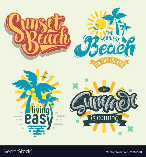 Summer Lettering, Funky Food, Summer Typography, Sand Design, Summer Time Beach, Umbrella Illustration, Party Fruit, Sea Logo, Instagram Story Ads