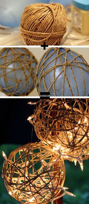 Diy Twine Lanterns, Twine Lanterns, Lantern Diy, Outdoor Christmas Diy, Thrift Store Crafts, Garden Lanterns, Diy Lanterns, Garden Christmas, Navidad Diy