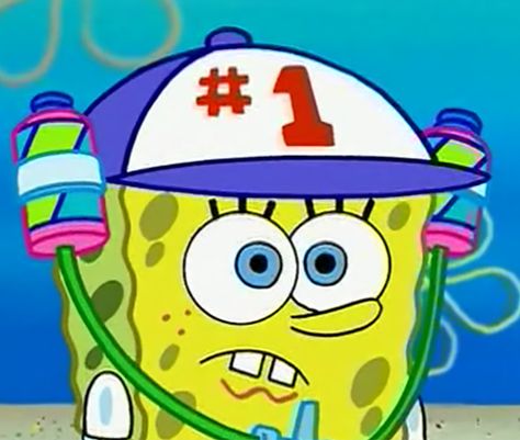 Spongebob wearing the number 1 drink hat He Was Number 1 Spongebob, Spongebob He Was Number One, Spongebob Movie Costume, Spongebob Drinking, Spongebob Corset, Spongebob Musical Costumes, Spongebob Krusty Krab Hat, Spongebob Birthday Meme Funny, Spongebob Halloween