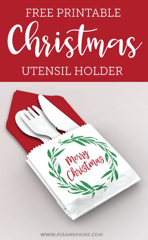 Printable Christmas Utensil Holder – Free Printable Christmas Silverware Holder Diy, Christmas Utensil Holder Diy, Christmas Cutlery Holders Diy, Utensil Holder Ideas For Party, Christmas Utensil Holder, Placemat Crafts, Utensils Holder Diy, Christmas Silverware Holder, Christmas Wine Bottle Labels