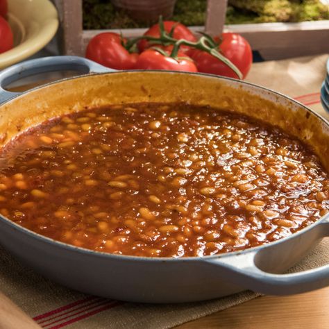 Camp Fire Potatoes, Bourbon Baked Beans, Bacon Baked Beans, Cheers And Beers To 40 Years, Peach Bourbon, Baked Beans With Bacon, Bbq Baked Beans, Baked Beans Recipe, Baked Bean Recipes