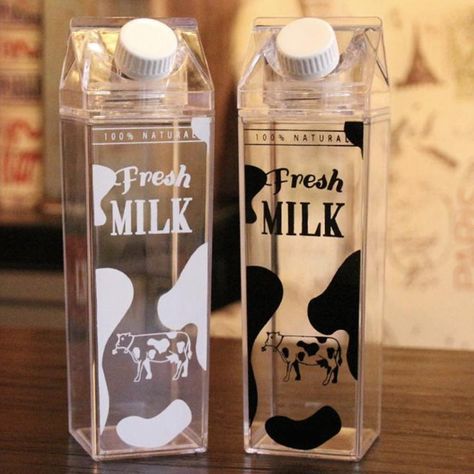 FRESH MILK CARTON Water Plastic Bottle, Bottle Cute, Bottle Picture, Cute Water Bottles, Food Storage Container Set, Milk Carton, Fresh Milk, Aesthetic Pastel, Kawaii Room