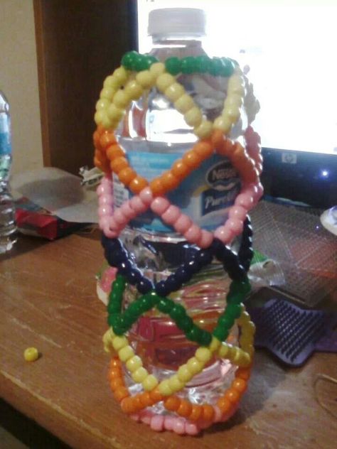 Kandi Water Bottle Holder, Crystal Holder Necklace, Kandi Inspiration, Kandi Necklace, Kandi Inspo, Band Ideas, Diy Kandi, Loom Band, Kandi Ideas