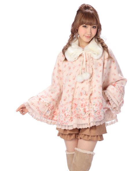 Liz Lisa Poncho Hime Kaji, Liz Lisa Outfits, Liz Lisa Gyaru, Hime Gyaru Winter, Liz Lisa Clothes, Roma Gyaru, Liz Lisa Poncho, Himekaji Gyaru, Liz Lisa Bag