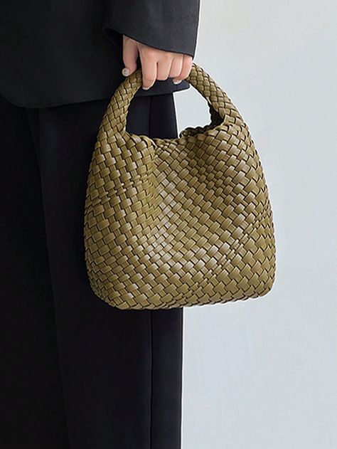 New Fashionable Woven Handbag With Unique Design, Bucket Bag, Shoulder Bag, Underarm Bag, Minimalist Vintage Melad Style Work Commute Handheld Bag For Office Lady And Students, Cute Dopamine Color SeriesI discovered amazing products on SHEIN.com, come check them out! Street Style Handbags, Braided Bag, Everyday Handbag, Vintage Mermaid, Woven Handbags, Woven Tote Bag, Classic Handbags, Boho Bags, Stylish Shoulder Bag