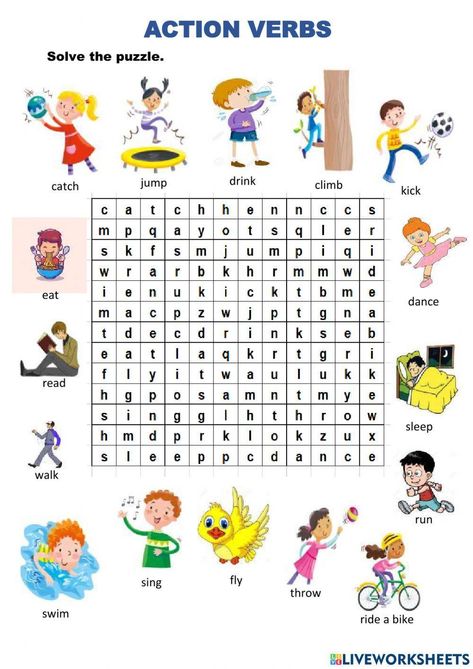 English Verbs Worksheets, Worksheets For Kids English Activities, English Activities For Grade 1, Action Verbs Activities, English Vocabulary Worksheets, Action Verbs Worksheet, Verbs For Kids, Verbs Worksheet, Verbs Activities