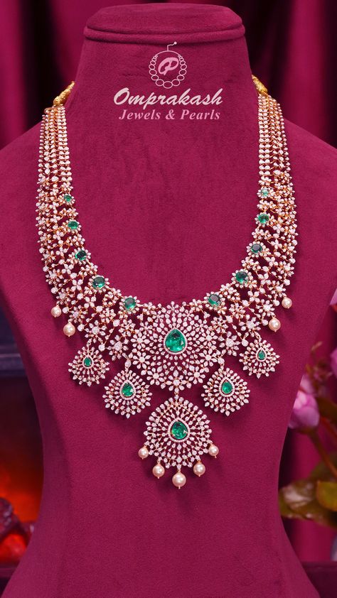 Transform your look effortlessly with this stunning 5-in-1 Diamond Haaram, offering versatility and elegance in every dazzling detail. Perfect for making a statement that’s as unique as you are.  #diamond #vaddanam #emerald #necklace #diamondjewellery #gemstones #southindianjewellery #southjewellers #bridaljewellery #bridaljewelry #ethnicjewellery #heritagejewellery #916kdmjewellery #bridesofinstagram #bridesofhyderabad #bridesofindia #bridesoftelugu #kundannecklace #bridaljewellery #southbrides 5 In 1 Vaddanam Designs, Diamond Haram Design, Diamond Aaram, Diamond Haaram, Diamond Necklace Set Indian, Diamond Vaddanam, Diamond Haram, Diamond Earrings Indian, Gold Jewelry Prom