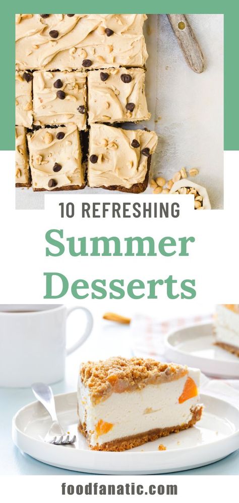 Banana Sheet Cake with Peanut Butter Frosting and Peaches and Cream Pie images. Quick Summer Desserts, Simple Summer Desserts, Light Summer Desserts, Summer Desserts For A Crowd, Best Summer Desserts, Yummy Summer Drinks, Best Summer Recipes, Healthy Summer Desserts, Cream Fresh