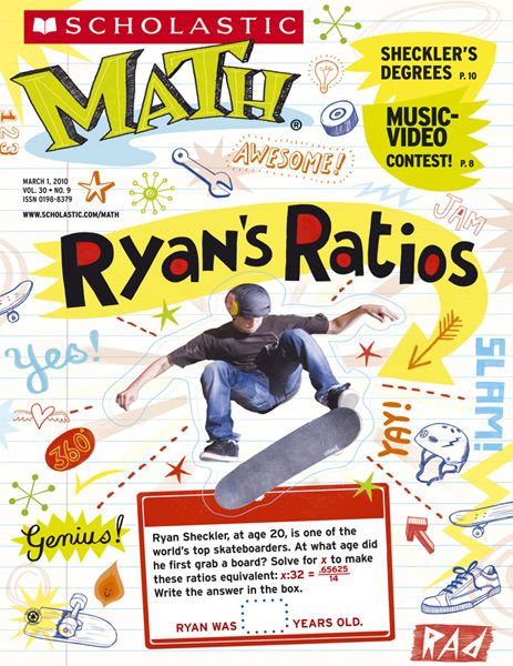 Scholastic Math Magazine cover, by Linzie Hunter Math Graphic Design, Linzie Hunter, Magazine Moodboard, Magazine Cover Page, Math Design, Magazine Layout Design, Math Books, 8k Followers, Magazine Layout