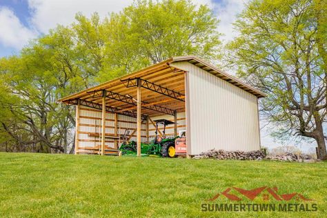 Summertown Metals – 24’x36’x14-12’ Equipment Shed Summertown Metals, Equipment Shed, Post Frame Construction, Loafing Shed, Insulation Sheets, Run In Shed, Steel Sheds, Residential Garage, Steel Trusses