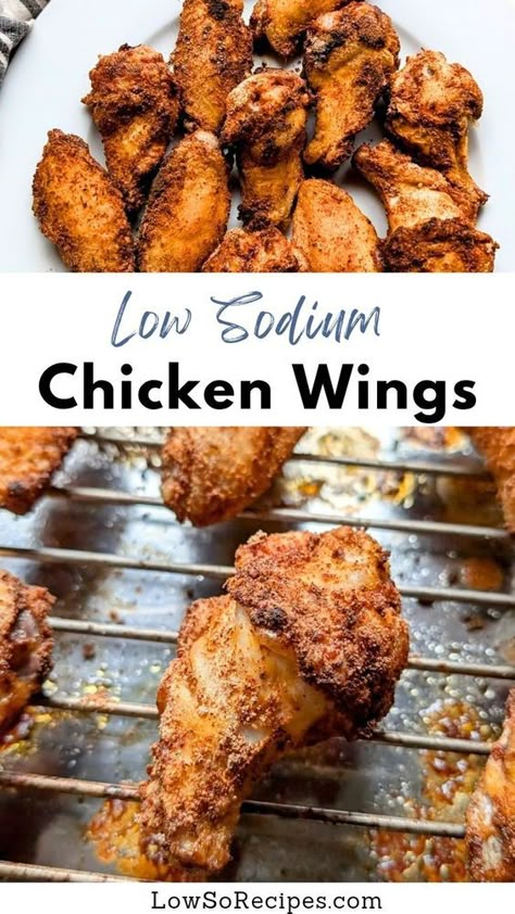 Low Sodium Chicken Wings Recipe - Low So Recipes Low Sodium Chicken Wings, Low Fat Low Sodium Recipes, Low Sodium Ranch Dressing, Low Sodium Chicken Recipes, Low Sodium Dinners, Sodium Free Recipes, Easy Low Sodium Recipes, Boneless Beef Ribs, Healthy Chicken Wings