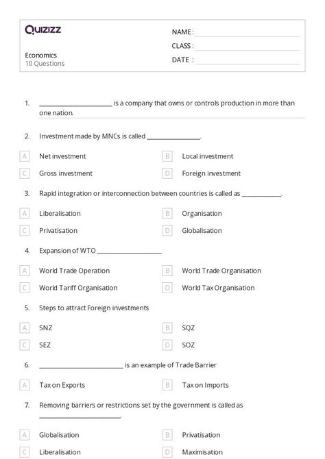 50+ economics worksheets for 10th Class on Quizizz | Free & Printable Economics Worksheets, Economics Revision, What Is Economics, Tax Organization, Basic Economics, School Homework, Year 9, Free Printable Worksheets, Industrial Revolution