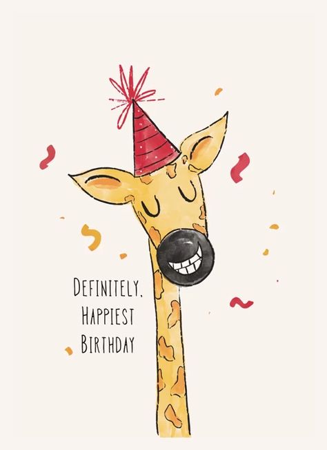 Happy Birthday Giraffe Neck by Guncha Kumar Happy Birthday Giraffe, Birthday Giraffe, Happy Birthday Doodles, Jennifer Bell, Giraffe Neck, Happy Birthday Illustration, Birthday Doodle, Happy Birthday Cards Diy, Masterpieces Painting