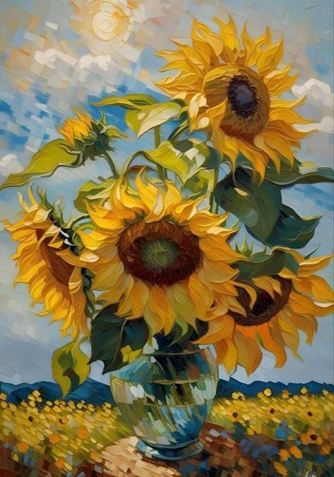 Canvas Art Painting Acrylic, Oil Pastel Paintings, Flower Art Drawing, Watercolor Fruit, Sunflower Art, Sunflower Painting, Oil Painting Flowers, Flower Art Painting, Art Painting Acrylic