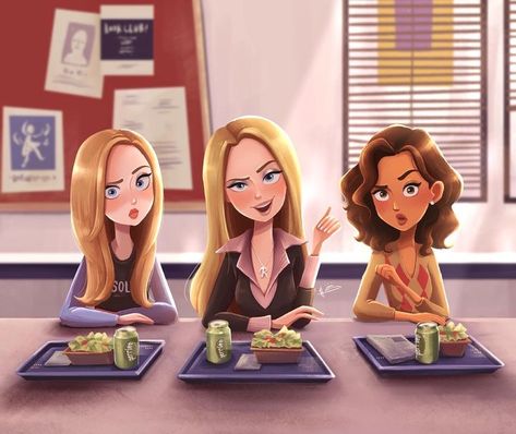 I had to draw this hilarious symbolic lunchtime scene from one of my favorite movies. I wanted to see what the comtempting expressions of the mean girls looking at the main character, Cady would look like for myself and this is the result!! Mean Girl 3, Mean Girls Aesthetic, Different Art, Unique Illustration, Regina George, Arte Inspo, Korean Artist, Cute Little Drawings, Cute Art Styles