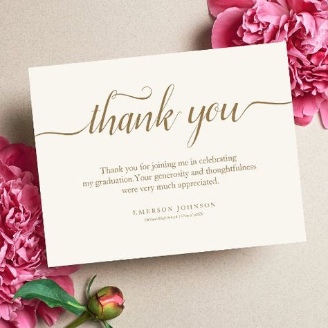 Thank You Graduation Thank You Note Card #zazzle #weddinginvitations #birthdayinvitations #babyshowerinvitations #zazzleinvitations #monogram #businesscards #graduation #homedecor Grad Thank You Card Messages, College Minimalist, Thank You Card Sayings, Thank You Note Wording, Birthday Thank You Notes, Thank You Template, Graduation Thank You Cards, Card Sayings, Thank You Note Cards