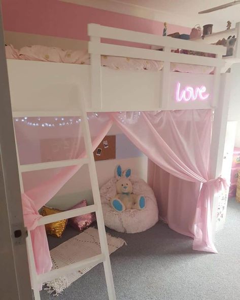 The Top 61 Best Girls Bedroom Ideas - Interior Home and Design Princess Loft Bedroom Ideas, Pink Room Loft Bed, Girly Pink Room Bedroom Ideas, Kids Bedroom Ideas Girls Children, Girls Mid Sleeper Bedroom Ideas, Girls Room Loft Bed Ideas, Kids Loft Bed Ideas Diy Girls Bedroom, Pink Loft Bed Bedroom Ideas, Girls Cabin Bed Ideas