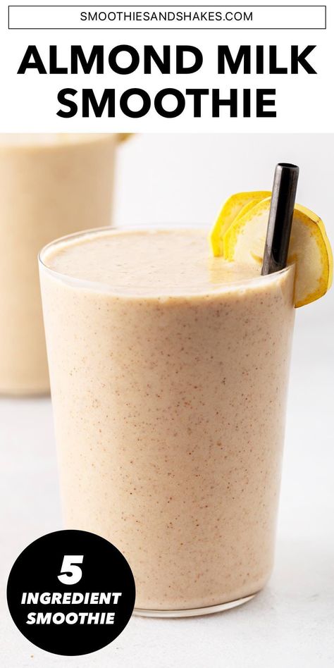 See how easy it is to make an almond milk smoothie with only 4 ingredients. It’s a filling, nutritious drink that’s ready in just 5 minutes. #almondmilksmoothie #almondsmoothie #smoothierecipes #healthysmoothies #vegansmoothies Banana Almond Milk Recipes, Drink Recipes With Almond Milk, Almond Shake Recipes, Healthy Smoothies With Almond Milk, Protein Shakes With Almond Milk, Almond Milk Smoothie Recipes Healthy, Almond Milk Shake Recipes, Drinks To Make With Almond Milk, Almond Smoothie Recipes