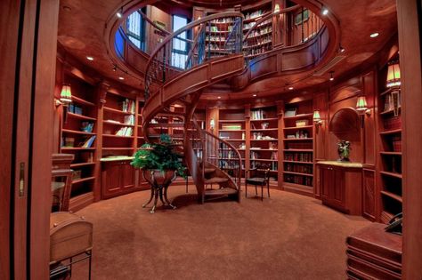 All shades on the windows are automated. Luxury Home Library, Home Library Design Ideas, Home Gym Design Garage, Crazy Houses, Mansion Designs, Beautiful Library, Mega Mansions, Home Library Design, Architecture Model Making