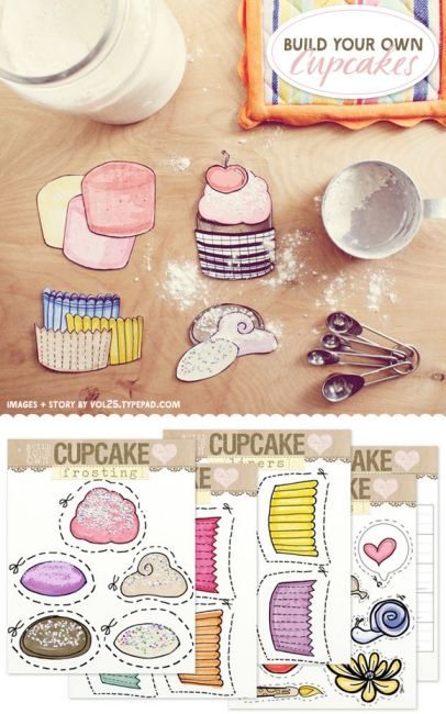 Doing this today for the kids! :) I love Homeschooling!   Freebie: Build-a-Cupcake Printable · Scrapbooking | CraftGossip.com Cupcake Dramatic Play, Cupcake Art Preschool, Play Cupcakes Diy, Preschool Cupcake Activities, Cupcake Activities For Preschool, Bakery Dramatic Play Printables Free, Bakery Pretend Play Free Printable, Baking Crafts, Dramatic Play