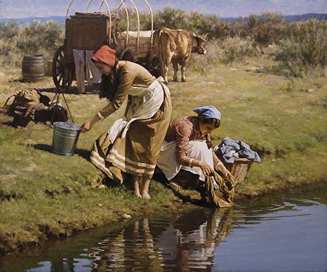 Laundry Art, Western Artwork, West Art, Cowboy Art, Islamic Paintings, Doing Laundry, Realism Art, Country Art, Western Art