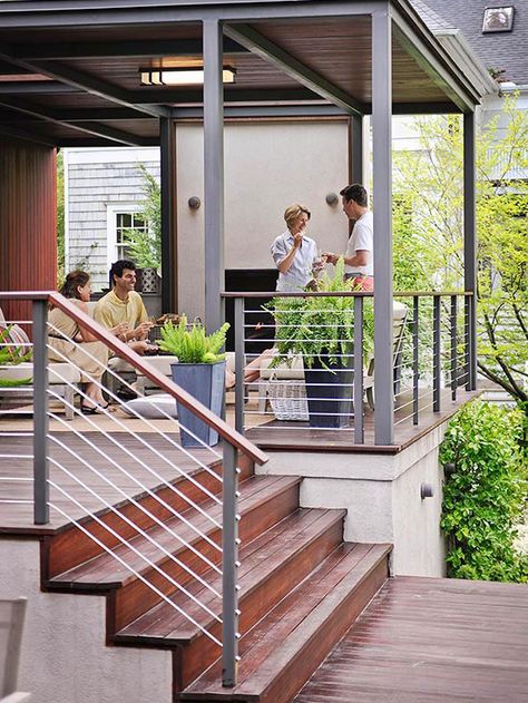 Outdoor Railings, Front Porch Design Ideas, Modern Front Porches, Veranda Design, Porch Design Ideas, Deck Makeover, Architectural Landscape, Deck Pictures, Modern Deck