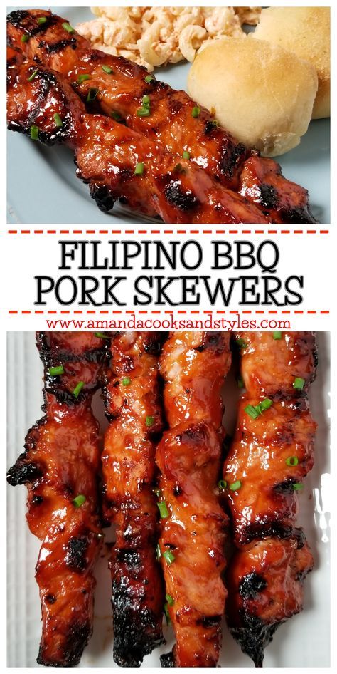 Filipino Skewers Pork Barbecue, Filipino Bbq Pork Skewers Philippines, Pork Barbeque Recipes Filipino, Filipino Bbq Skewers, Philipino Bbq Pork, Grilled Pork Recipes For Dinner, Marinated Pork Recipes, Delicious Meat Recipes, Spicy Asian Pork Recipes