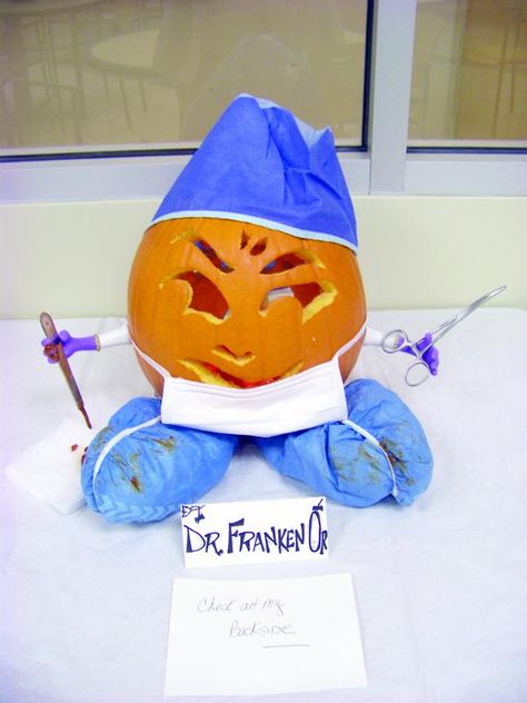 Hospital Theme Pumpkin Decorating, Pumpkin Carving Ideas Medical Theme, Medical Themed Pumpkins, Orthopedic Pumpkin Decorating, Surgical Pumpkin Ideas, Surgery Pumpkin Ideas, Doctor Pumpkin Decorating, Pumpkin Carving Medical Theme, Medical Themed Pumpkin Decorating