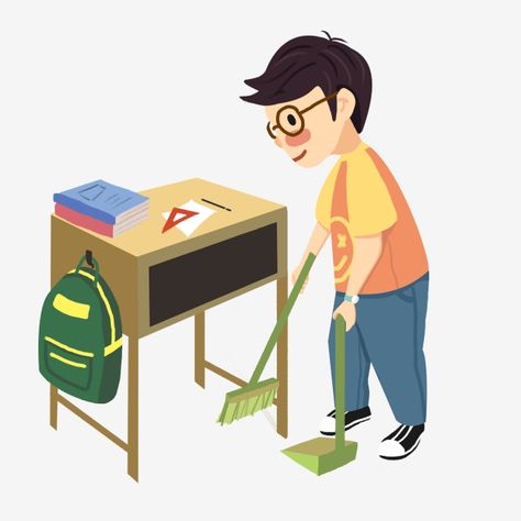 Student Cleaning, Clean Classroom, 2000 Cartoons, Classroom Clipart, Us School, Starting School, Elementary School Students, School Season, School Posters