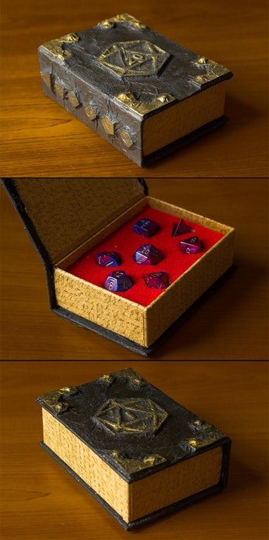 Diy Gifts For Dnd, Tinder Box Dnd, D D Dice Boxes, How To Make Dnd Dice, Dnd Dice Holder Diy, Dice Box Designs, Dungeons And Dragons Gifts Diy, Dnd Box Diy, Diy Dice Box D&d