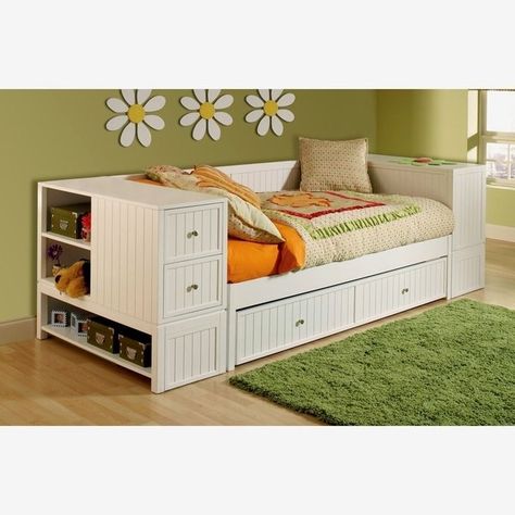 Full Size Daybed With Storage - Ideas on Foter Daybed Playroom, Trundle Daybed, Ikea Daybed, White Daybed, Full Daybed, Bookshelf Bed, Daybed Sets, Full Size Daybed, Daybed With Drawers