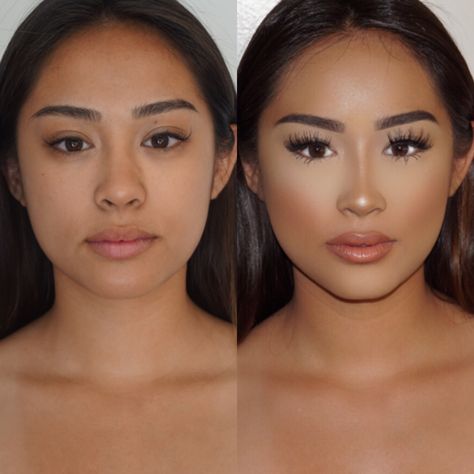 Feature 4 (Nose) Contouring Before And After, Contour Video, Nose Contour, Bronzer Makeup, Nose Makeup, Nose Contouring, Power Of Makeup, Makeup Tips For Beginners, Makeup Transformation