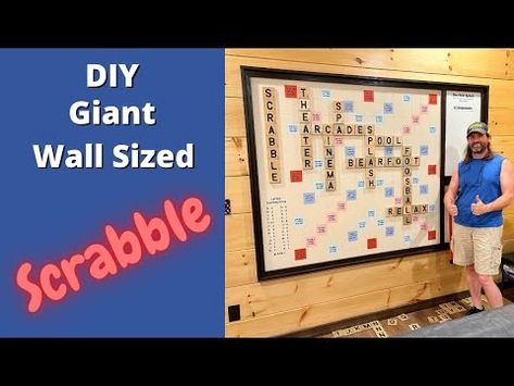 How to make DIY Giant Wall Sized Scrabble Board Game - Part 1 - Making the Game Board - YouTube Board Games On Wall, Scrabble Diy, School Library Decor, Scrabble Board Game, Scrabble Board, Scrabble Game, Blog Site, Blog Sites, Library Decor