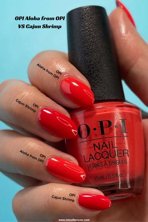 Opi Aloha From Opi, I Eat Mainly Lobster Opi, Best Red Nail Polish For Summer, My Chihuahua Doesnt Bites Opi, We Seafood And Eat It Opi, Cajun Shrimp Opi Dip, Red Nails For Summer 2024, Cajun Red Nails, Summer Red Pedicure