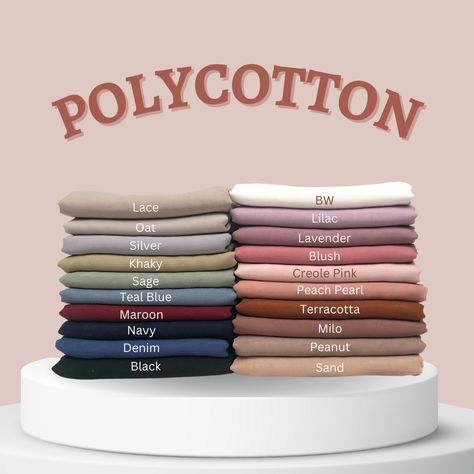 Plain Scarves - IDR 55.000 - Premium Scarves - Polycotton memiliki karakteristik tekstur yang rapat, fleksibel, tetapi dingin karena mudah menyerap keringat. Oleh sebab itulah mengapa bahan Polycotton sering dipakai sebagai bahan utama untuk pembuatan pakaian oleh brand-brand fashion yang besar dan terkenal. Bahan : Pollycotton Ukuran : 110 x 110cm Petunjuk perawatan : * Gunakan detergent yang lembut untuk pencucian * hindari pemutih * jemur di tempat teduh agar warna tidak cepat pudar - M... Aso Ebi Dresses, Bella Square, Hijab Colors, Plain Scarves, Business Branding Inspiration, Hijab Designs, Kaftan Designs, Jenis Kain, Hijab Collection