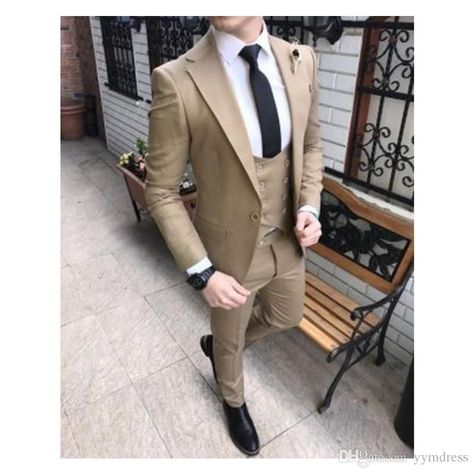 Hot Sale Brown WeddingTuxedos 2019 Notche Lapel Slim Fit Back Vent Groomsmen Mens Suits SuitJacket+Pants +Tie 0876 Black Wedding Tuxedos For Groom Formal Dress Of Men From Yymdress, $73.41| DHgate.Com Suits Outfits, Suits Korean, Double Breasted Waistcoat, Tan Suit, Mens Suit Vest, Wedding Suits Groom, Outfits Hombre, Designer Suits For Men, Stylish Mens Fashion