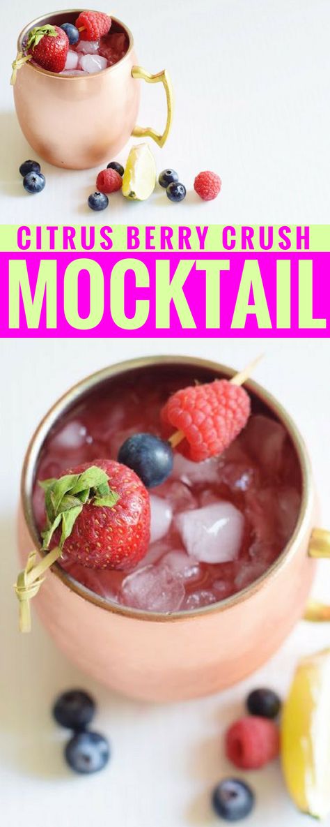 Fruity Drinks Non Alcoholic, Berry Cocktails, Recipe Ideas Easy, Summer Mocktail Recipes, Summer Mocktail, Berry Cocktail, Copper Mug, Cocktail Ideas, Brunch Drinks