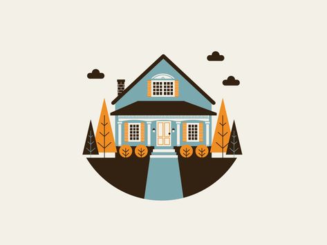 Happy House by Alaina Johnson Home Vector Illustration, House Vector Illustration, Architecture Illustrations, House Illustrations, Building Illustration, House Illustration, Happy House, Affinity Designer, House Portraits