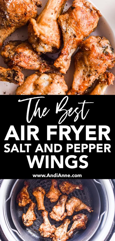 Chinese Salt And Pepper Chicken Wings Air Fryer, Air Fyer Wings, Healthy Air Fryer Chicken Wings, Air Fryer Salt And Pepper Chicken Wings, Drumettes In Air Fryer, Chicken Drumettes Air Fryer, Salt And Vinegar Wings Air Fryer, Air Fryer Salt And Pepper Chicken, Air Fryer Salt And Pepper Wings