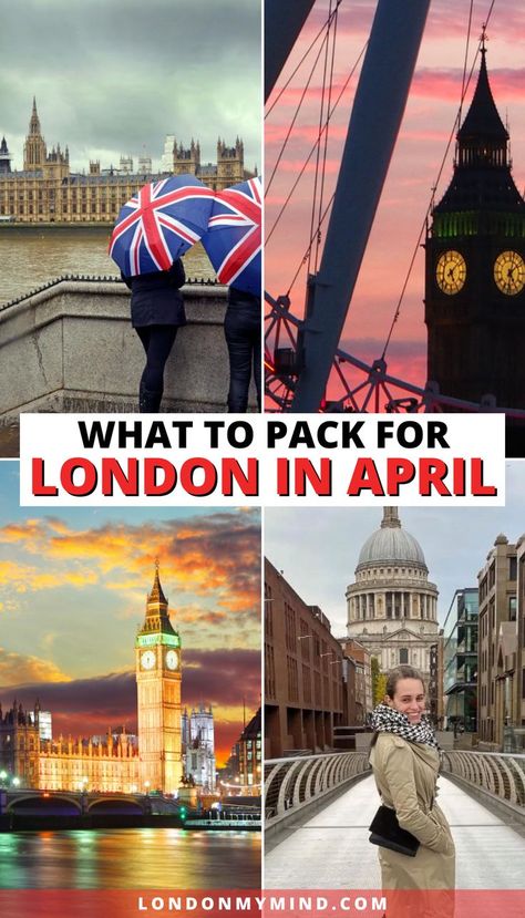 Planning a trip to London in April? Here's what to pack for London in April to stay warm and dry during the spring. London Packing List Spring, London Vacation Outfits, What To Pack For London, London Packing List, London In Spring, London In April, Best Markets In London, London England Travel, London Vacation