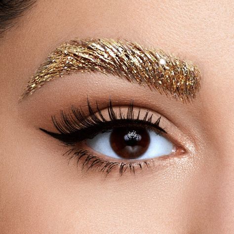 Gold Eyelashes, Glitter Brows, Glitter Lashes, Gold Makeup, Fancy Makeup, Fantasy Makeup, Brow Gel, Nyx Professional Makeup, Makati