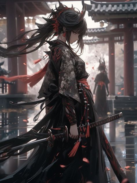 Anime Assassin, Female Samurai Art, Samurai Woman, Female Swordsman, Samurai Girl, Women Celebrating, Elder Sister, Female Samurai, Arte Ninja