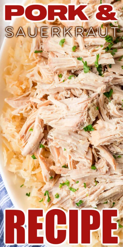 EASY PORK AND SAUERKRAUT RECIPE Slow Cooker Pork And Sauerkraut Recipe, Crockpot Pork And Sauerkraut, Pork And Sauerkraut Recipe, Pork Roast And Sauerkraut, Pork Chops And Sauerkraut, Pork And Sauerkraut, Slow Cooker Pork Loin, Crockpot Pork Loin, Sauerkraut Recipe