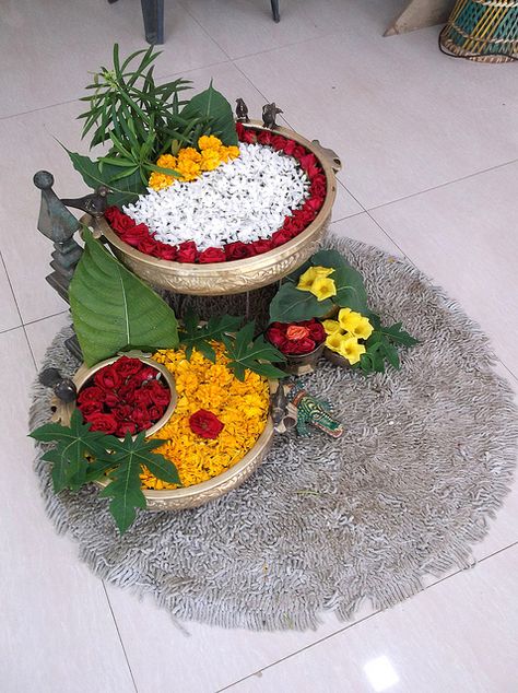 Haldi Kunku Decoration, Haldi Kunku, Gauri Decoration, Salad Presentation, Ganpati Decoration Theme, Home Flower Arrangements, Home Flower Decor, Ganapati Decoration, Diwali Decorations At Home