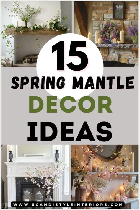 Spring has sprung! Elevate your living space with these stunning spring mantle decor ideas that harmoniously blend Scandinavian simplicity with the freshness of the season. Discover how to infuse your home with the essence of spring through our latest blog post. #ScandinavianDesign #SpringDecor #MantleDecor #InteriorDesign. Visit scandistyleinteriors.com for more inspiration! Staging A Mantle, Everyday Mantle Decor Ideas, Fireplace Mantle Decor With Large Clock, Mantle Spring Decor, Seasonal Mantle Decor Ideas, Kitchen Mantle Decorating Ideas, Spring Mantles Ideas, Bedroom Mantel Decorating Ideas, Spring Summer Mantle Decor