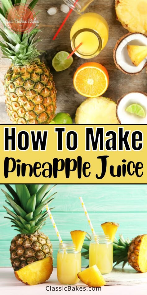 Canning Pineapple, How To Make Juice, Pineapple Juice Recipes, Fruit Juice Recipes, Trini Food, Pineapple Drinks, Homemade Juice, Drink Recipes Nonalcoholic, Fresh Fruit Juice