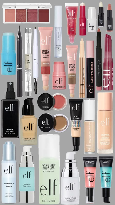 #elf #elfcosmetics #makeup #beauty Christmas List Ideas Makeup, Makeup For Christmas List, Elf Makeup Products Aesthetic, Makeup To Ask For Christmas, Makeup Products Elf, Makeup Christmas List, Elf Makeup Routine, Elf Aesthetic Makeup, Elf Makeup Aesthetic